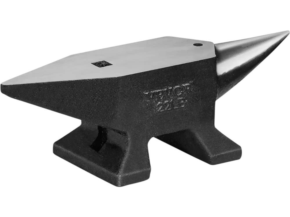 VEVOR Single Horn Anvil, 22Lbs Cast Steel Anvil, High Hardness Rugged Round Horn Anvil Blacksmith, Large Countertop and Stable Base, with Round and Square Hole, Metalsmith Tool for Bending and Shaping