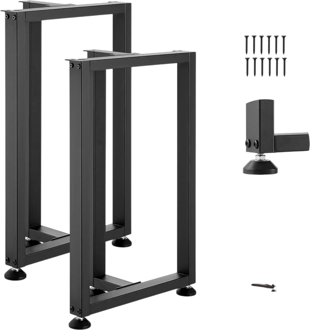 VEVOR Table Legs, 29.1" H x 17.7" W Square T Shape Steel Furniture Legs, Modular Design, Easy Assembly, 2204 lbs Max Load Heavy Duty, for Home Office Desk, Dinner Table, Workbenches, Set of 2, Black