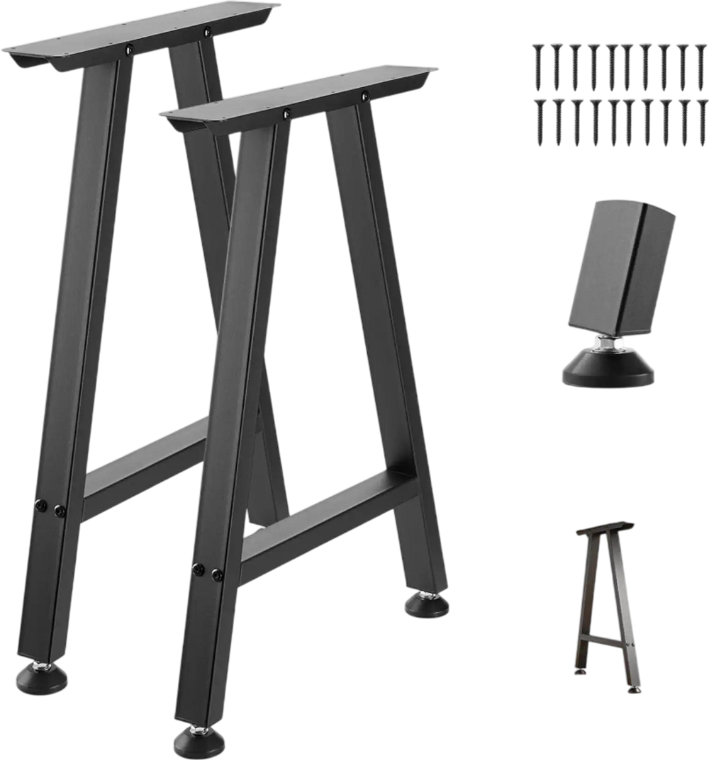 VEVOR Table Legs, 29.1" H x 21.7" W Trapezoid Steel Furniture Legs, Modular Design, Easy Assembly, 2204 lbs Max Load Heavy Duty, Ideal for Home Office Desk, Coffee Dinner Bar Tables,Set of 2, Black