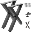 VEVOR Table Legs, 29.5" H x 29.9" W Steel Furniture Legs, Modular Design, Easy Assembly, 2204 lbs Max Load Heavy Duty, for Home Office Desk, Coffee Dinner Bar Tables, Workbench,2 PCS, X Frame, Black
