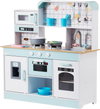VEVOR Play Kitchen for Kids, Wooden Toy Kitchen Set with Lights and Sounds, Toddler Kitchen with Ice Maker, Oven, Sink, Microwaves, Fridge and Utensil and Fruit Accessory for Toddlers ages 3-8, White