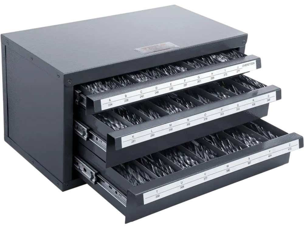 VEVOR Drill Bit Dispenser Cabinet, Three-Drawer Drill Bit Organizer Cabinet for A to Z, Steel Drill Dispenser Organizer Cabinet with Labels, Stackable Drill Dispenser for Drill Bit Storage