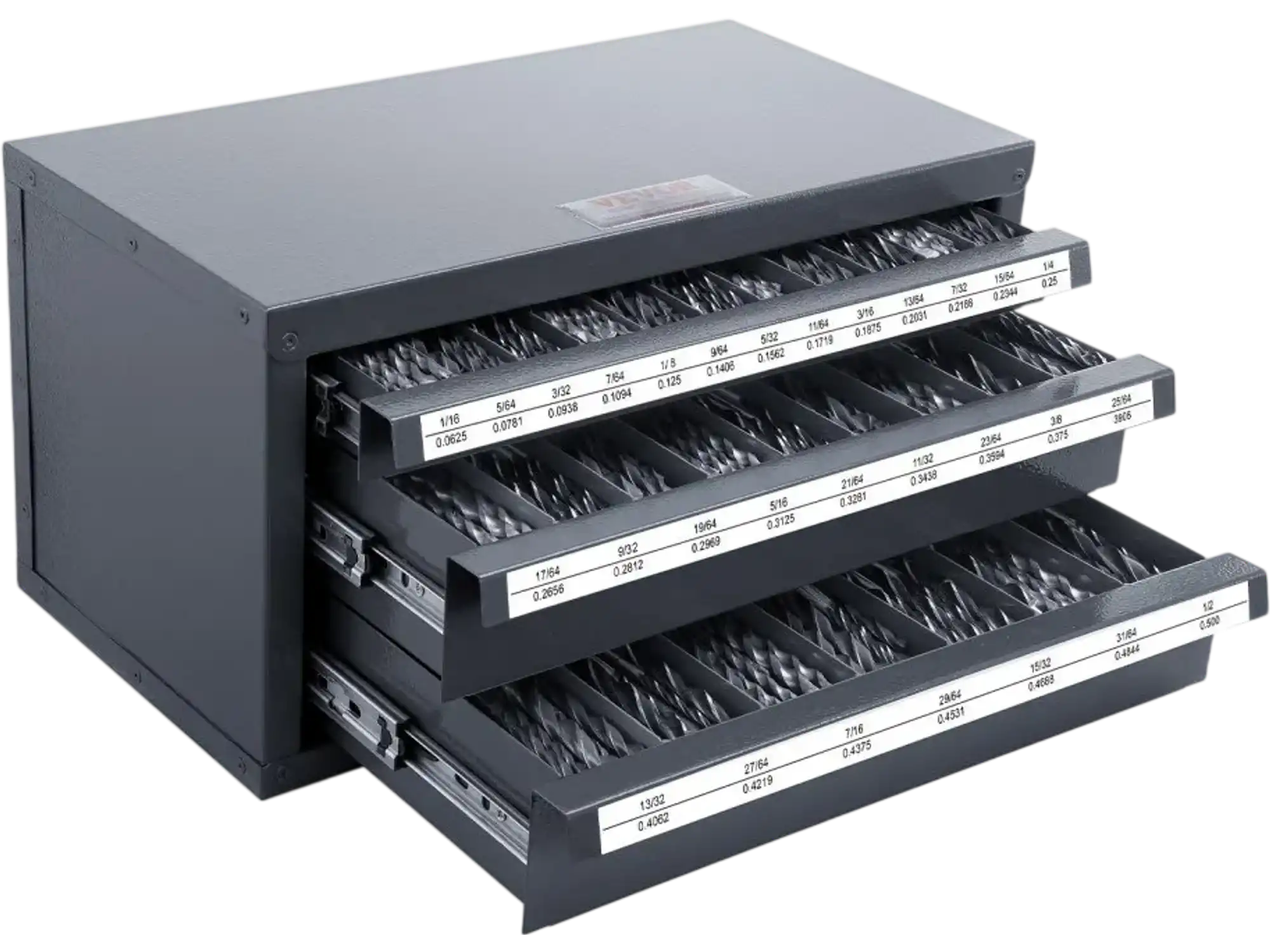 Vevor Drill Bit Dispenser Cabinet 3-Drawer Organizer for 1/16