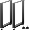 VEVOR Set of 2 Steel Table Legs, 28''Height 24''Wide Dining Table Legs, Heavy Duty 3.1" Width Box Section Square Table Legs, 28x24x3.1 Inch Black Color Industrial Country Style Metal Dining Legs