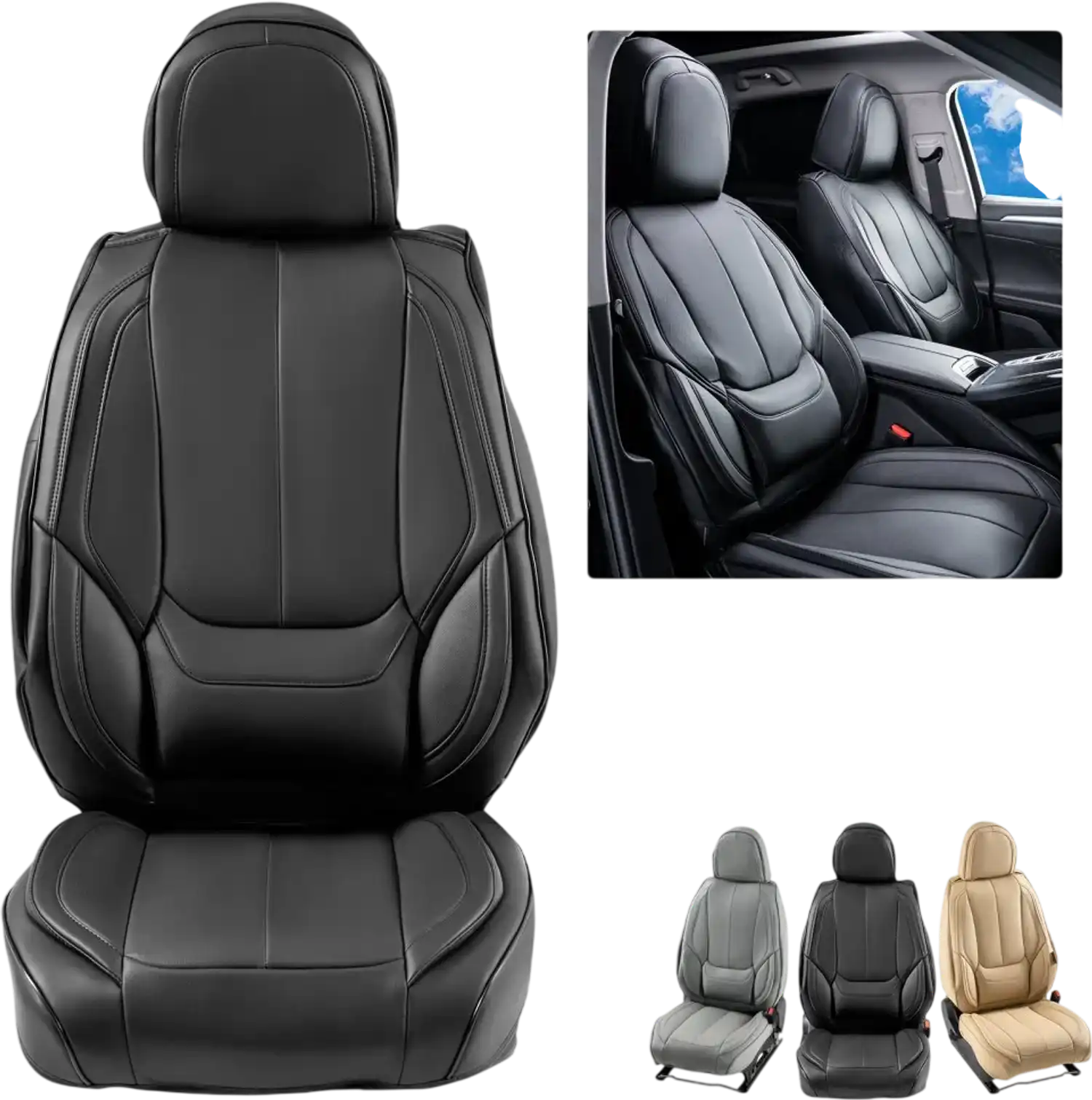 Vevor Seat Covers Universal Front Faux Leather Car Seat Covers 6pc Black New