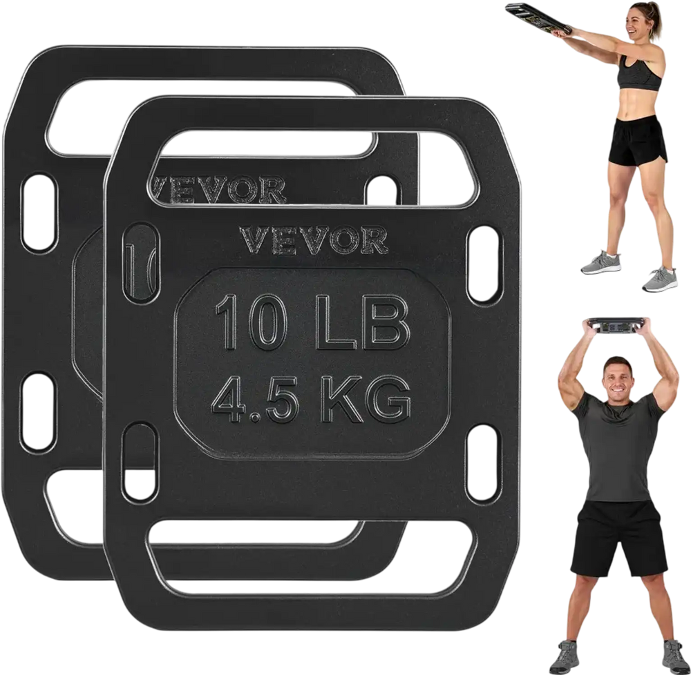 VEVOR Cast Iron Ruck Weights for Backpack, 10LB Pair Ruck Plate, Weight Plate with Smooth Handle, Textured Finish for Rucking, Hiking, Swings, Strength Training, Weightlifting, Fitness Workout