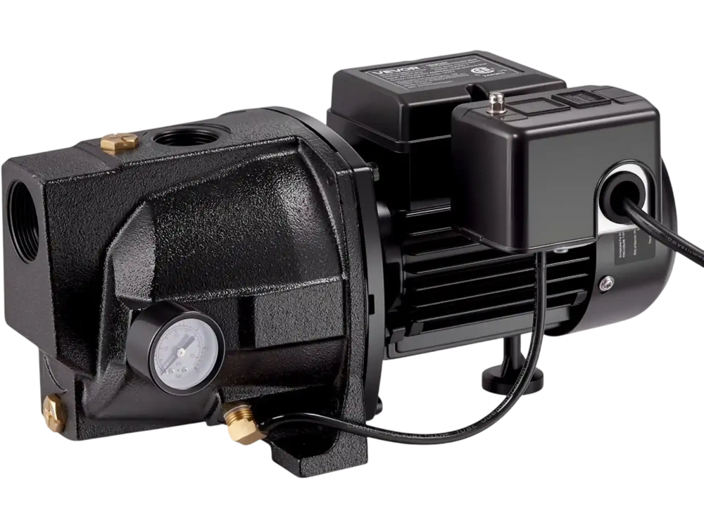 VEVOR 1/2 HP Shallow Well Jet Pump, AC 115/230 Volt, 790 GPH Dual Voltage Cast Iron Well Jet Pump, with 147 ft Max Head Lift, Automatic Pressure Switch, for Garden Irrigation Lawn Sprinkler System