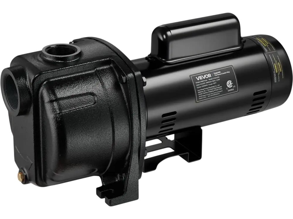 VEVOR 2 HP Shallow Well Jet Pump, 230 Volt, 5200 GPH Cast Iron Well Jet Pump, with 112 ft Max Head Lift, Check Valve, Thermal Protection, Automatic On/Off, for Garden Irrigation Lawn Sprinkler System