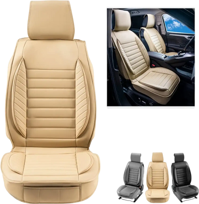 Vevor Seat Covers Universal Front Seat Faux Leather Covers 2-Piece Beige New