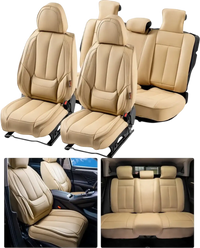 VEVOR Seat Covers, Universal Car Seat Covers Full Set Seats, Front and Rear Seat, 13pcs Faux Leather Seat Cover, Full Enclosed Design, Detachable Headrest and Airbag Compatible, for Most Car SUV Truck