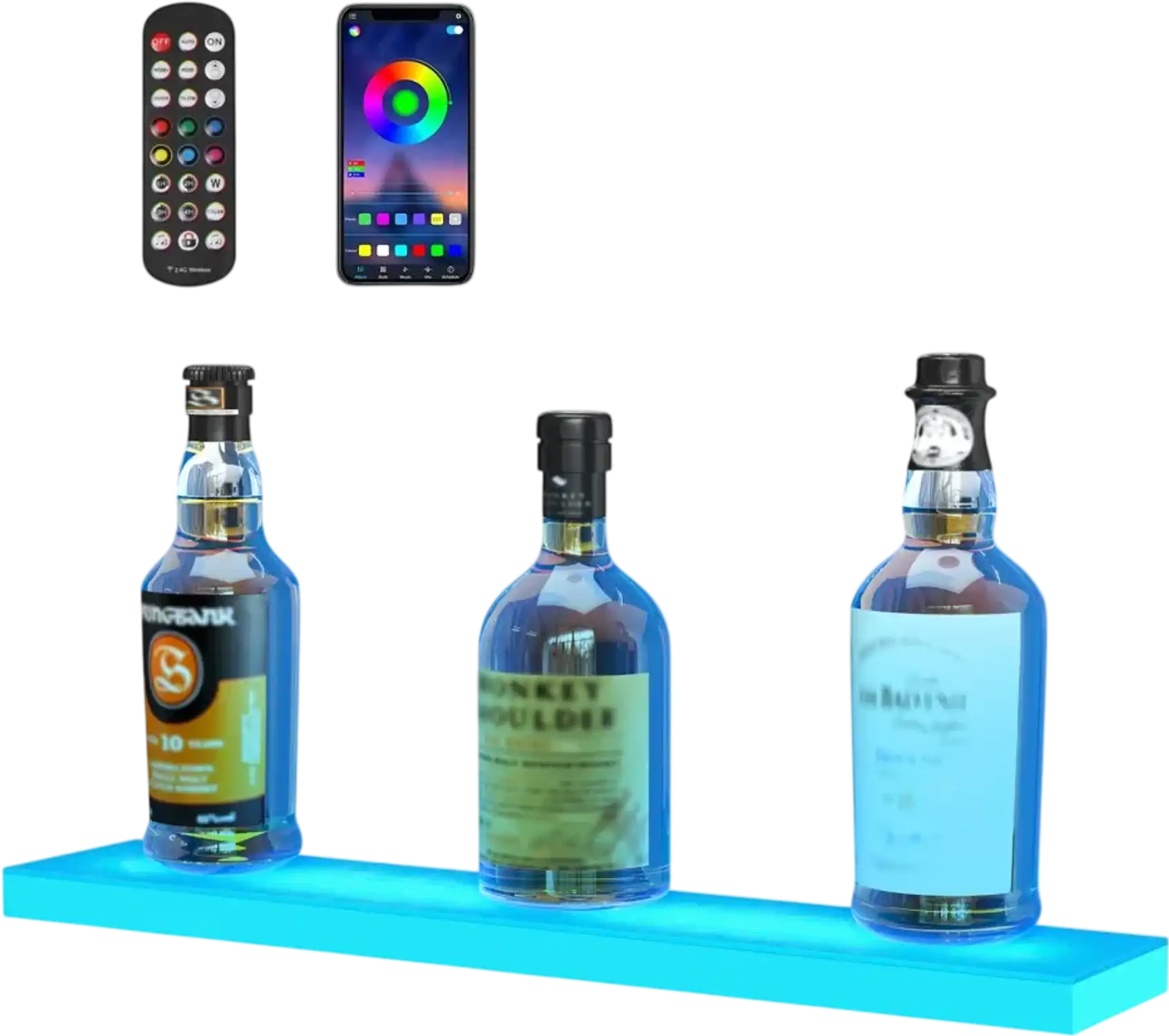 Vevor Liquor Bottle Display Shelf LED Lighted Bar Shelf 24