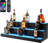VEVOR LED Lighted Liquor Bottle Display, 3 Tiers 30 Inch Commercial Illuminated Home Bar Shelf, 3 Steps Whiskey Rack Stand, Acrylic Drink Shelves with RF Remote & App Control, and Multicolor lighting