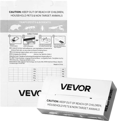VEVOR Insect Glue Trap, 36 Pack Glue Boards, Peanut Scent, Foldable Design Sticky Pest Control Adhesive Sticky Traps Indoor for Home, Ready to Use for Catching Bugs, Ants, Roaches, Spiders, Centipedes