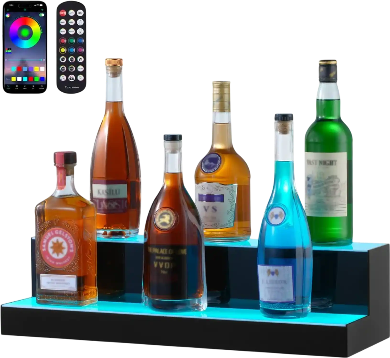 Vevor Liquor Bottle Display Shelf LED Lighted 24
