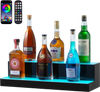 VEVOR LED Lighted Liquor Bottle Display, 2 Tiers 24 Inch Commercial Illuminated Home Bar Shelf, 2 Steps Whiskey Rack Stand, Acrylic Drink Shelves with RF Remote & App Control, and Multicolor lighting