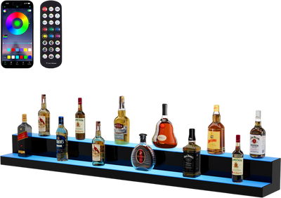 Vevor LED Lighted Bottle Display 2 Tier 60 in. Shelf with Remote App Control New