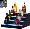 VEVOR LED Lighted Liquor Bottle Display, 4 Tiers 16 Inch Commercial Illuminated Home Bar Shelf, 4 Steps Whiskey Rack Stand, Acrylic Drink Shelves with RF Remote & App Control, and Multicolor lighting