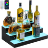 VEVOR LED Lighted Liquor Bottle Display, 3 Tiers 20 Inches Whiskey Rack, Supports USB, Illuminated Home Bar Shelf with RF Remote & App Control, 9 Static Colors, Acrylic Lighted Shelf for 15 Bottles
