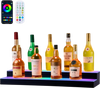 VEVOR LED Lighted Liquor Bottle Display, 2 Tiers 30 inches, Supports USB, Acrylic Illuminated Home Bar Shelf Display with RF Remote & App Control, 9 Static Colors, Timing Mode, for 14-20 Bottles