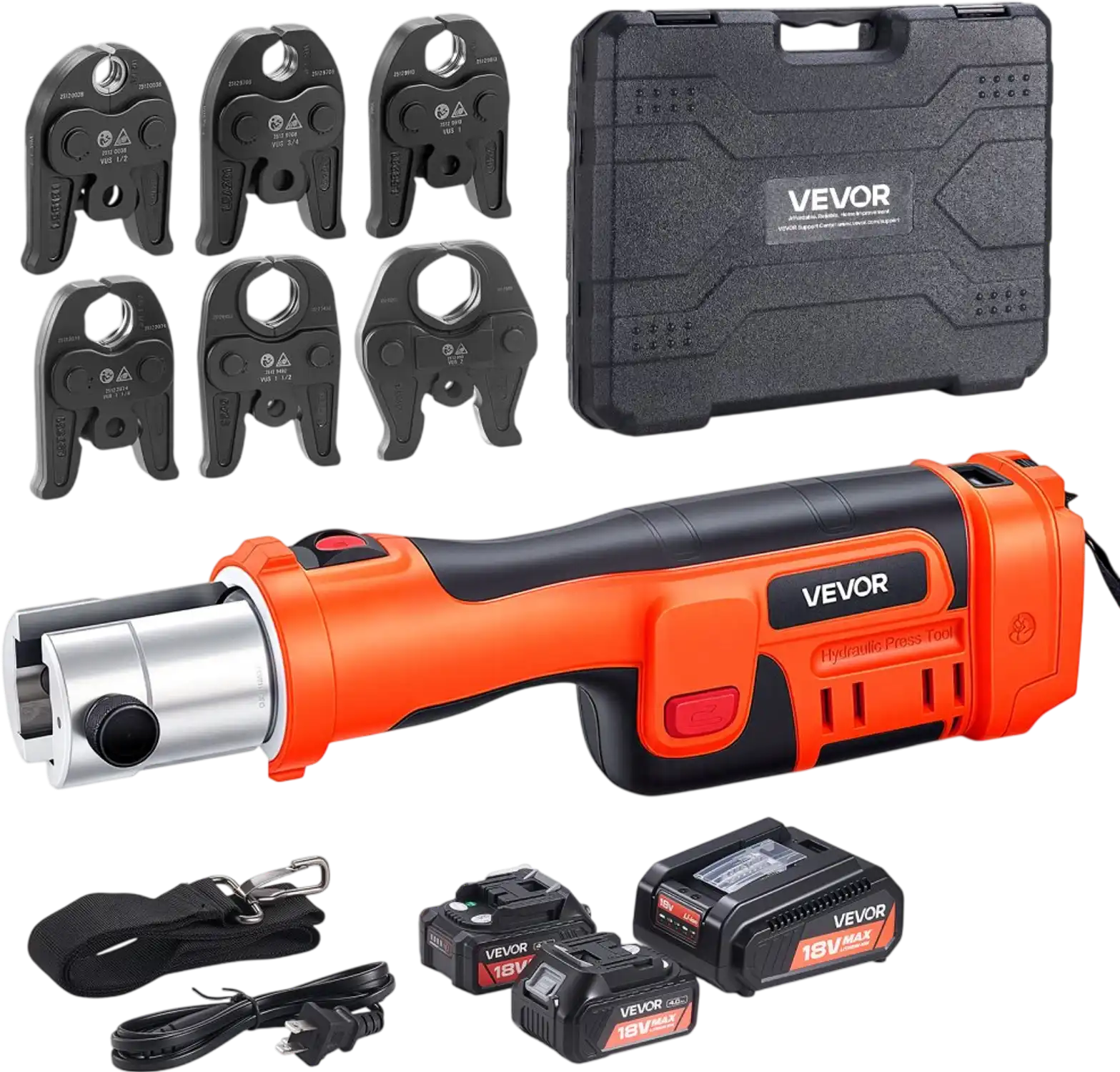 Vevor Press Tool 18V Electric Pipe Crimping Tool with 6 VUS Jaws New