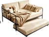 VEVOR Full Size Daybed with Pop Up Trundle Twin Size Metal Day Bed Frame, for Living Room Bedroom Guest Room, Sturdy Metal Design, Space Saving Sofa Bed, 2 Lockable Casters, Easy Assembly, Black