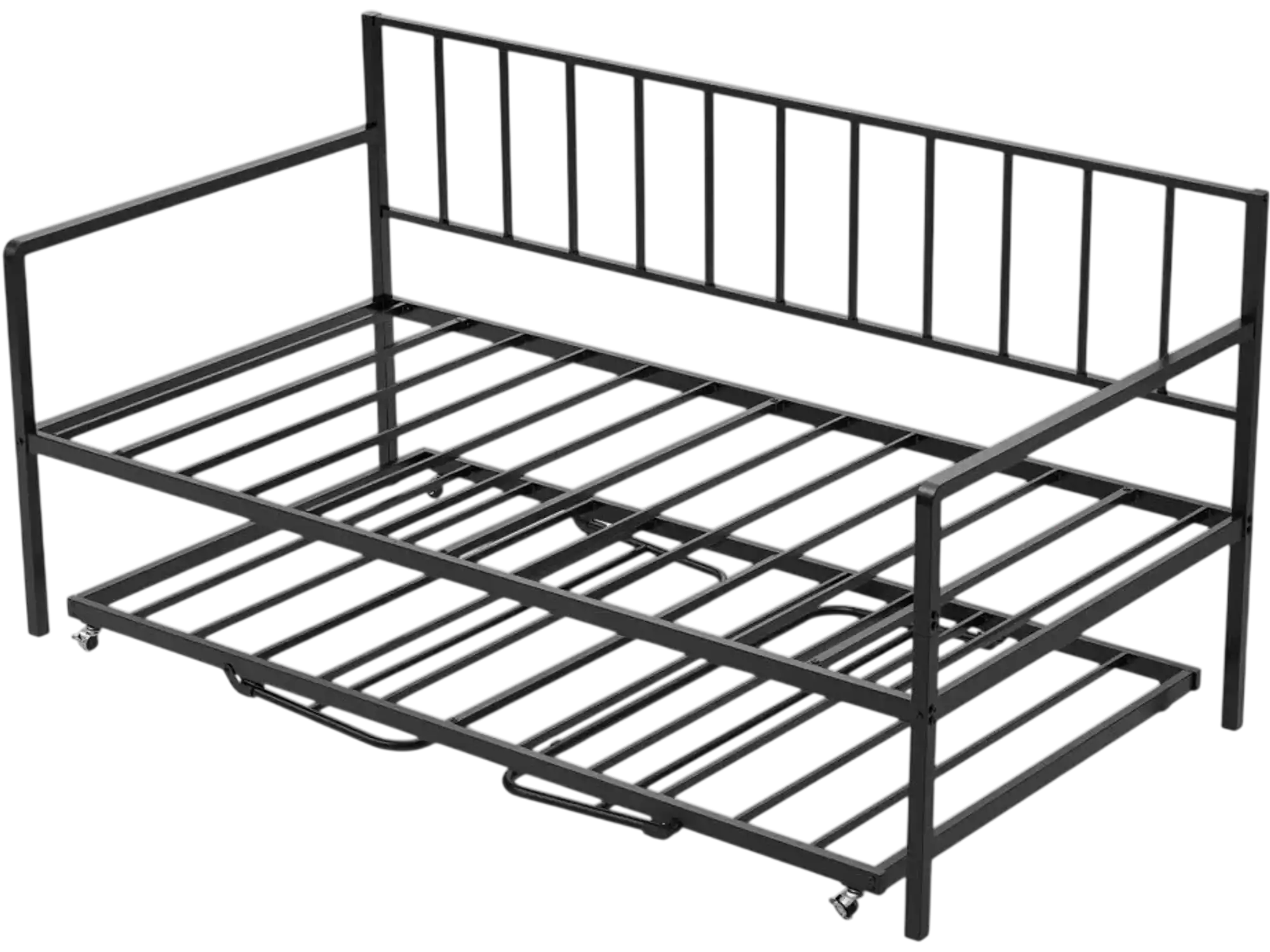 Vevor Daybed Frame Twin Size Height Adjustable Trundle LED Charging Station New