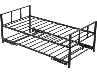 VEVOR Twin Size Daybed Frame, Day Bed with Trundle, Heavy Duty Metal Platform Bed Frame, Twin Daybed with Metal Slats Support for Living Room, Bedroom, Guest Room, Easy Assembly, Black