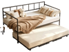 VEVOR Twin Daybed with Pop Up Trundle Metal Twin Day Bed Frame Pull Out, for Living Room Bedroom Guest Room, Space Saving, Heavy-Duty Metal Sofa Bed Support, Lockable Casters, Easy Assembly, Black