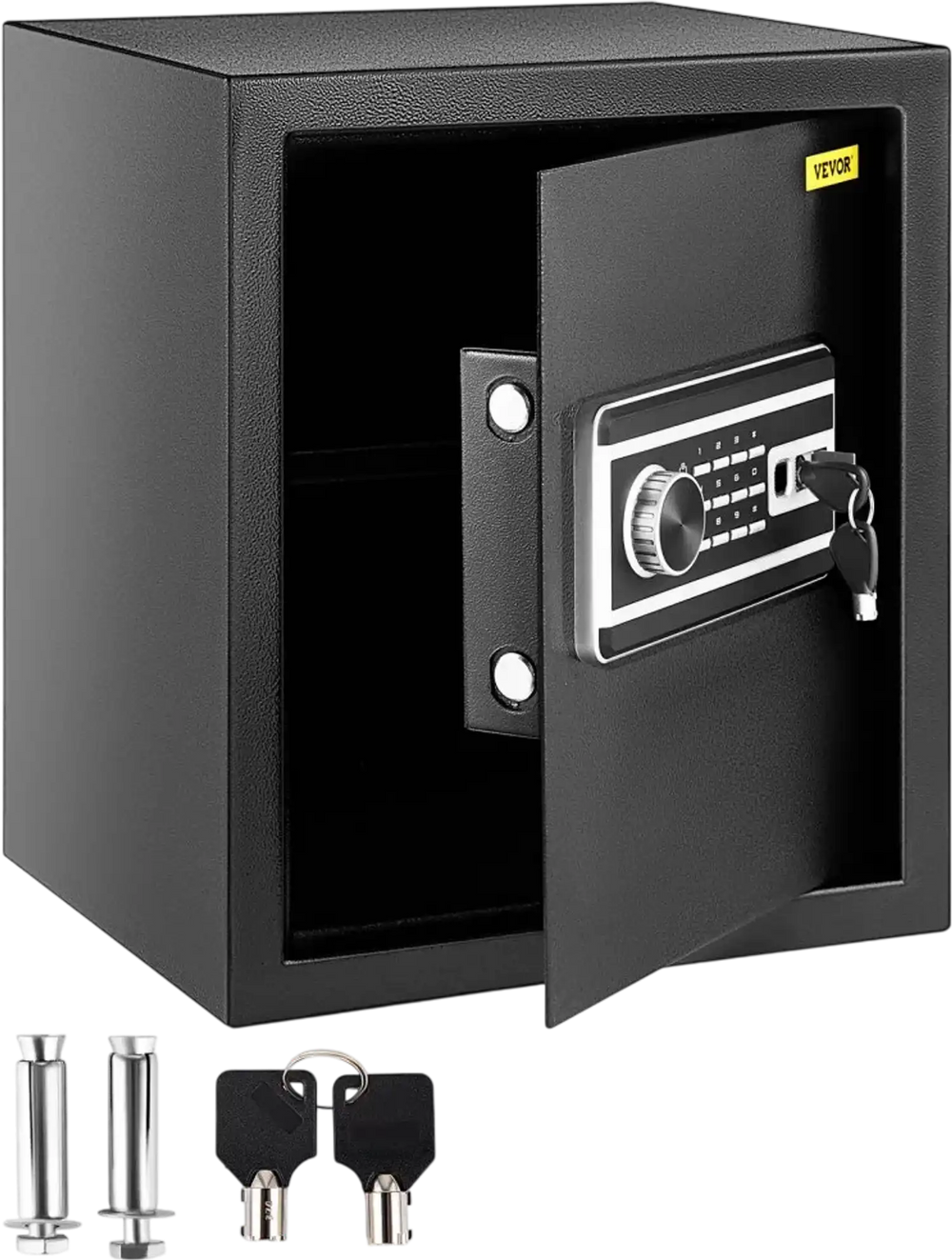 VEVOR Safe Box, 1.7 CU.FT Fingerprint Safe Box for Money with 2 Keys & Digital Keypad, Q235 Steel Safe Box for Storing Cash, Jewelry, Pistols, Documents, Watches in Home & Office & Hotel