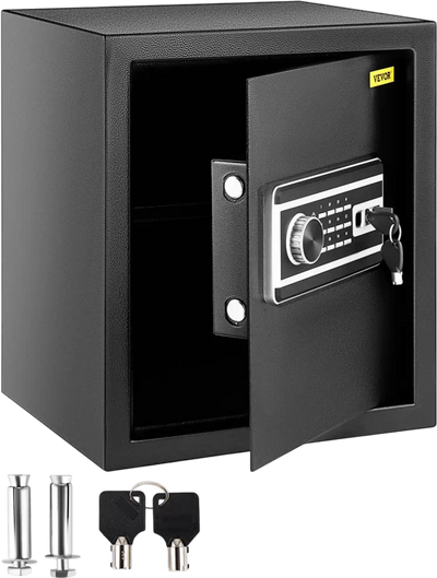 VEVOR Safe Box, 1.7 CU.FT Fingerprint Safe Box for Money with 2 Keys & Digital Keypad, Q235 Steel Safe Box for Storing Cash, Jewelry, Pistols, Documents, Watches in Home & Office & Hotel