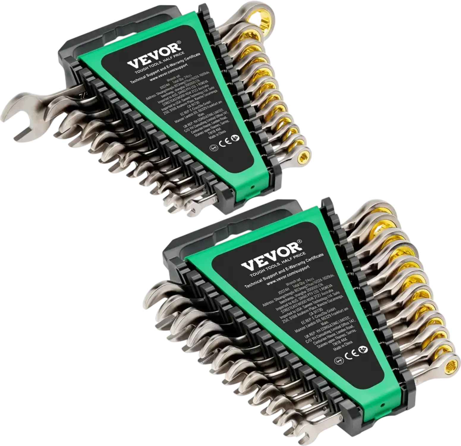 Vevor Wrench Set 24-Piece Ratcheting SAE & Metric with Organizer Rack New