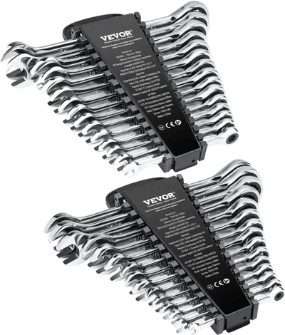 Vevor Wrench Set 30-Piece Ratcheting Combination SAE & Metric with Organizer Rack New