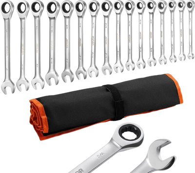 Vevor Wrench Set 16-Piece SAE Ratcheting Combination with Roll-Up Pouch New
