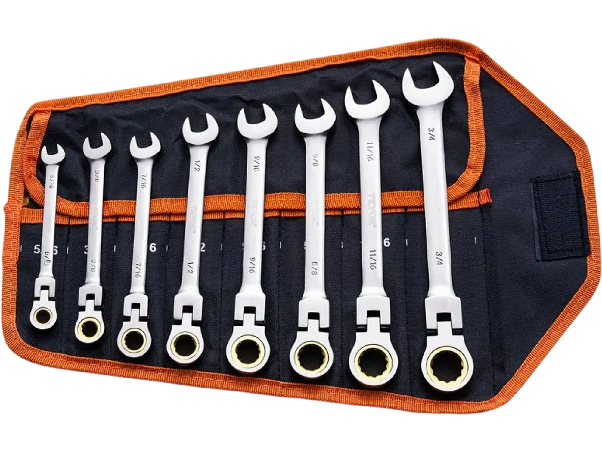Vevor Ratcheting Wrench Set Flex-Head 8-Piece SAE 5/16