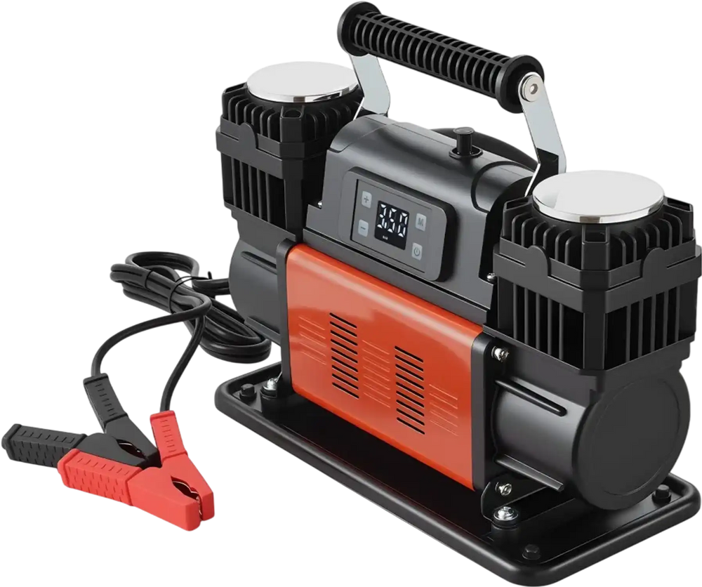 VEVOR Dual-Cylinder Heavy Duty Air Compressor, 10.6CFM Auto-Stop Portable Tire Inflator, 12V 150PSI Offroad Air Pump with LCD Digital Display & Adapters for Truck Car SUV 4 x 4 Vehicle RV