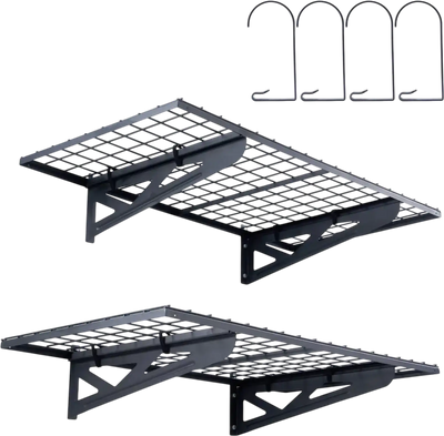 Vevor Garage Shelving Wall Mounted 2-Pack 4' x 2' Heavy Duty Storage Shelves New