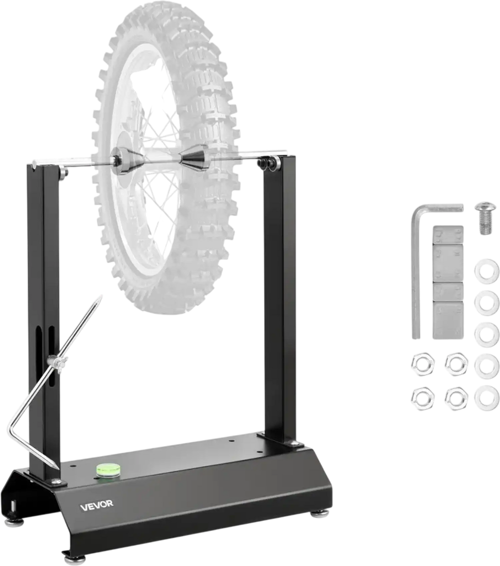 VEVOR Motorcycle Wheel Balancer, 88.2 lbs Capacity, Tire Balancer & Truing Stand with Adjustable Centering Cones and Truing Pointer, Balancing Tools for Most Motorcycles & Bicycles, 32-Inch Wheel Dia