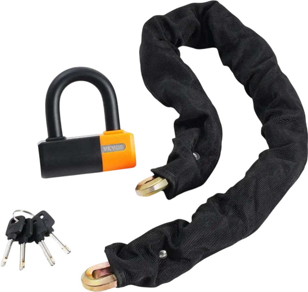VEVOR Bike Chain Lock, 3.28 Ft Bicycle Chain Lock with 4 Keys, Heavy Duty Metal Steel Anti-Theft High Security Bike Locks, Perfect for Bike, Motorcycle, Scooter, Bicycle, Door, Fence or Gate, 14mm
