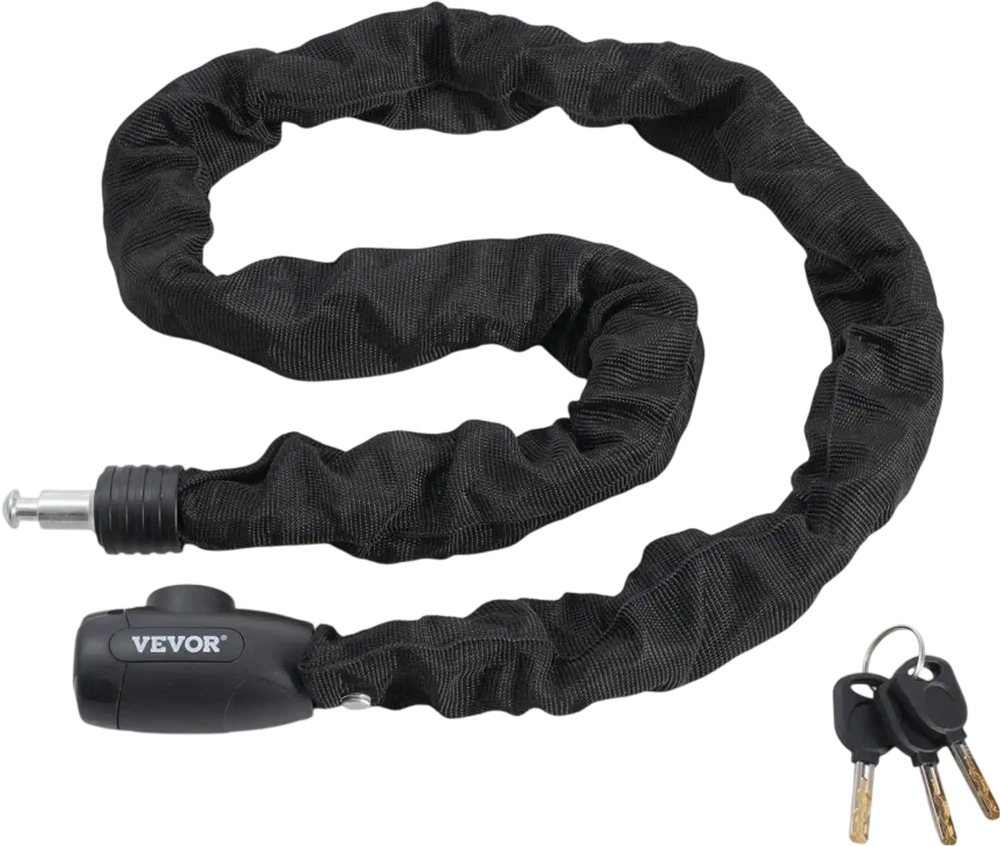VEVOR Bike Chain Lock, 3.94 Ft Combination Bicycle Chain Lock with 4 Keys, Heavy Duty Anti-Theft High Security Bike Locks, Perfect for Bike, Motorcycle, Scooter, Bicycle, Door, Fence or Gate, 8mm