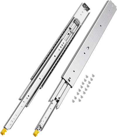 VEVOR 1 Pair Full Extension Drawer Slides 18 20 22 28 30 32 36 38 40 44 48 52 56 60 in, 500 lbs Load Capacity Locking Drawer Slides, Ball Bearing with Lock Side Mount Drawer Slide Rail