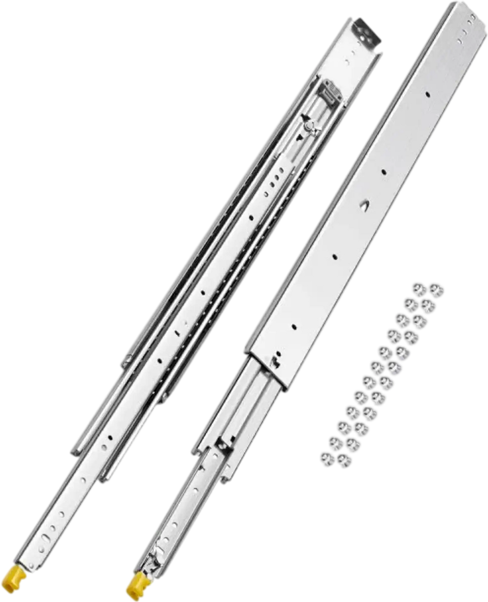 VEVOR 1 Pair Full Extension Drawer Slides 18 20 22 28 30 32 36 38 40 44 48 52 56 60 in, 500 lbs Load Capacity Locking Drawer Slides, Ball Bearing with Lock Side Mount Drawer Slide Rail
