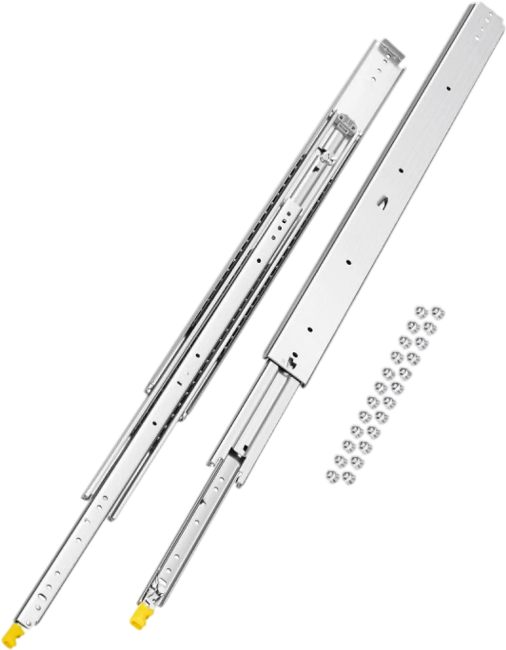 VEVOR 1 Pair Full Extension Drawer Slides 18 20 22 28 30 32 36 38 40 44 48 52 56 60 in, 500 lbs Load Capacity Locking Drawer Slides, Ball Bearing with Lock Side Mount Drawer Slide Rail
