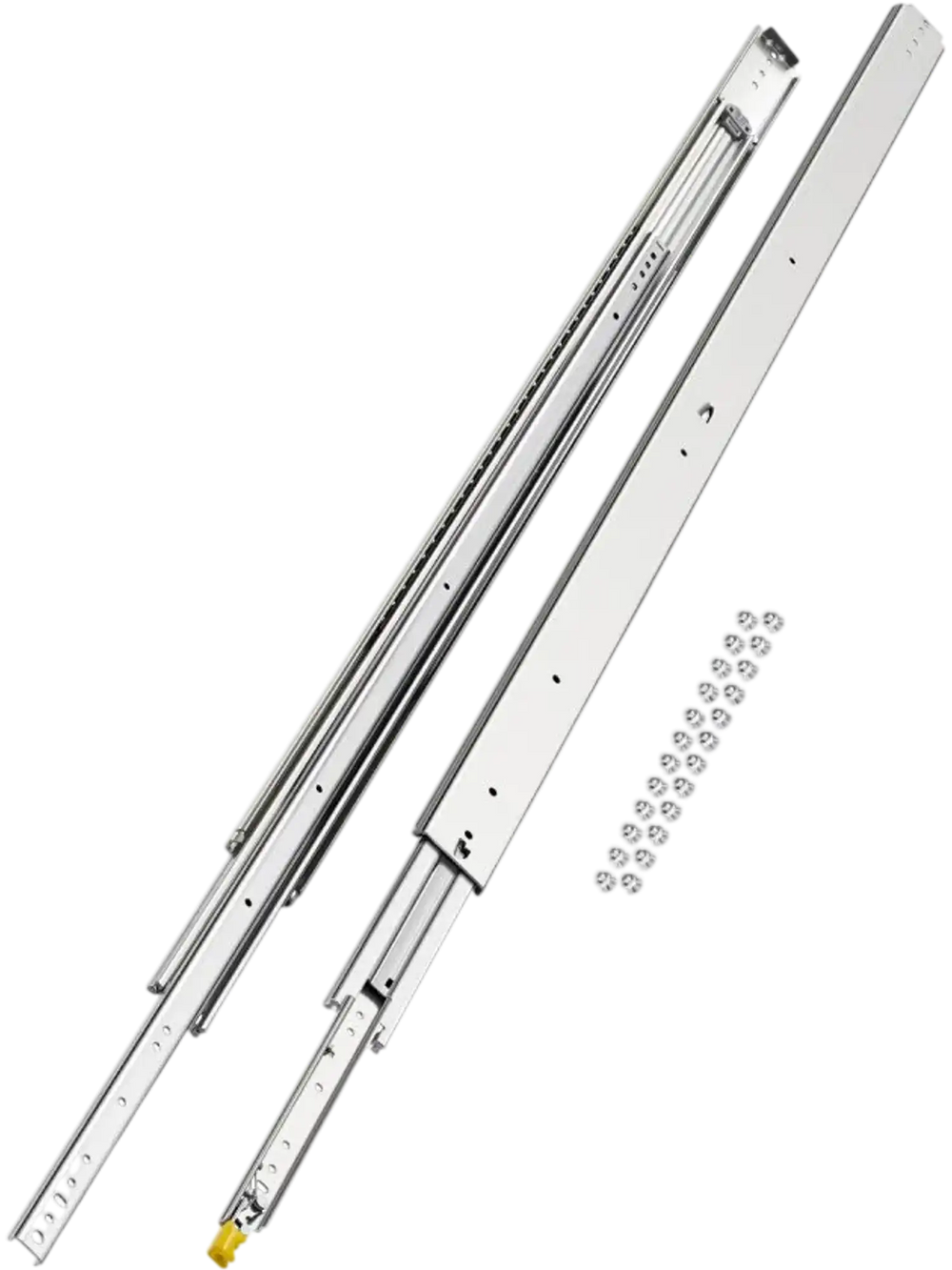KFFKFF Set of Two Drawer Rails, Sizes Varying from 16 to 60 inches, 500 lbs Weight Tolerance, Lockable Ball Bearing Side Mounted Drawer Slide Rail
