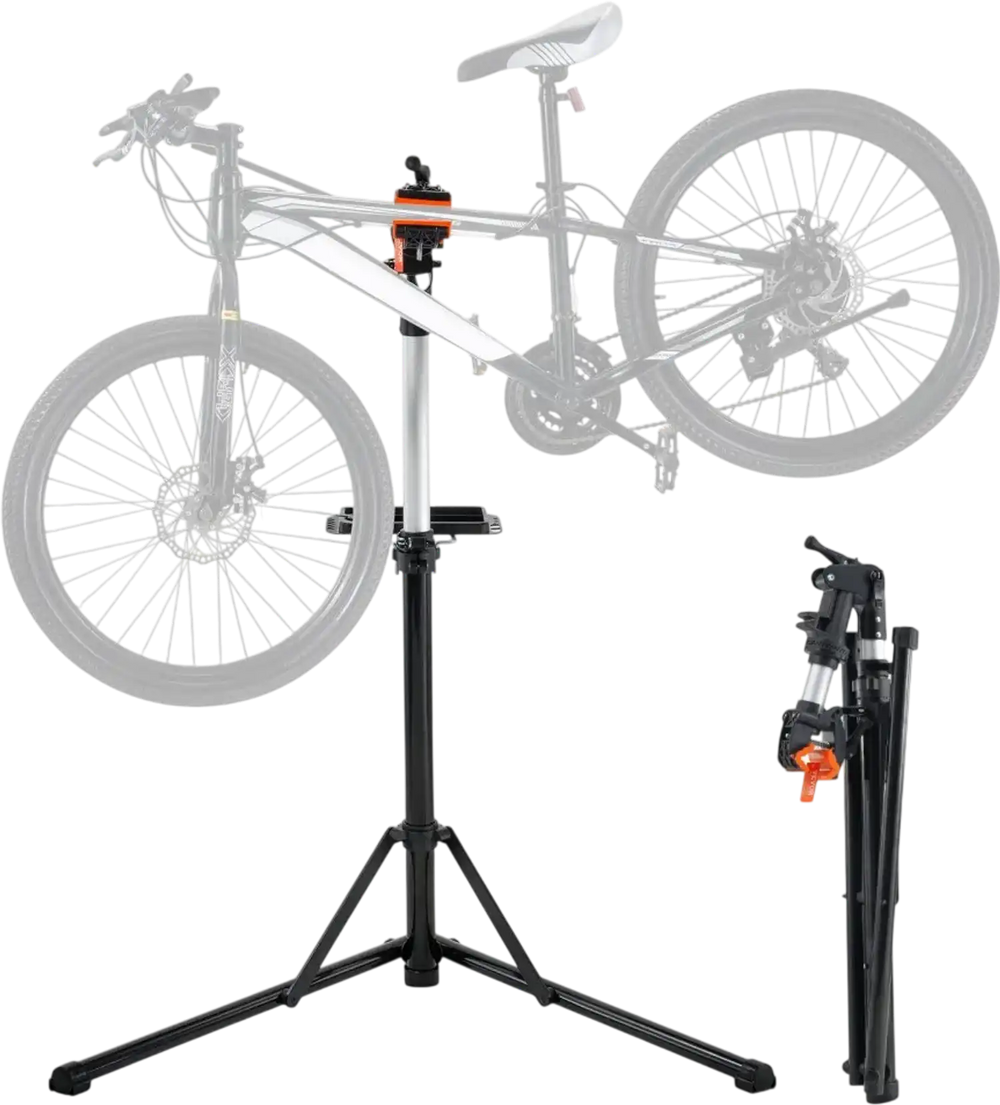 VEVOR Bike Repair Stand, 66 lbs Heavy-duty Aluminum Bicycle Repair Stand, Adjustable Height Bike Maintenance Workstand with Magnetic Tool Tray Telescopic Arm, Foldable Bike Work Stand for Home, Shops