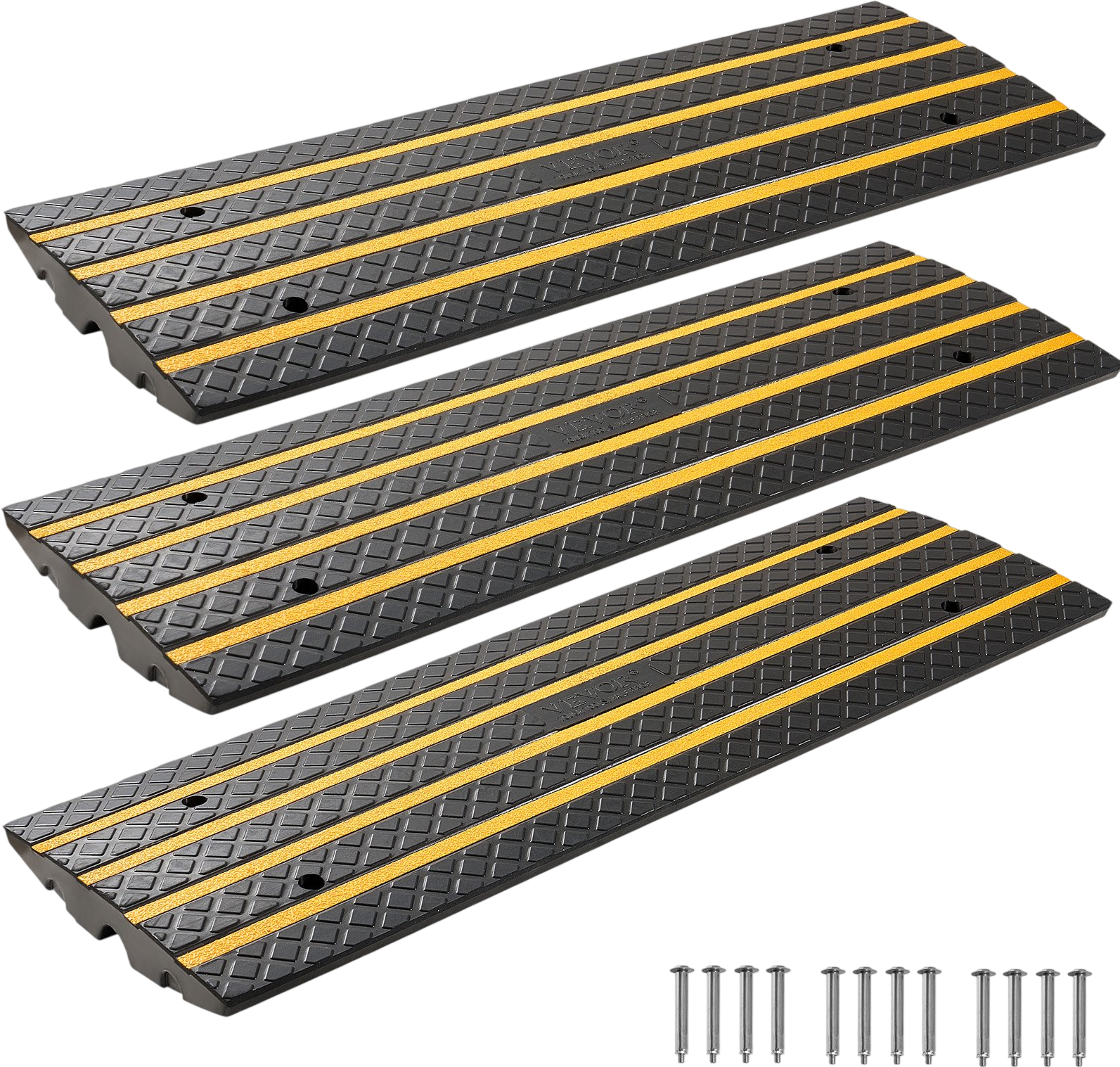 Vevor Driveway Curb Ramp 2.6 in. Rise with Reflective Strips 3 Pack New