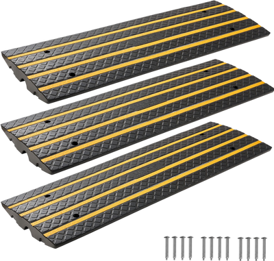 Vevor Driveway Curb Ramp 2.6 in. Rise with Reflective Strips 3 Pack New
