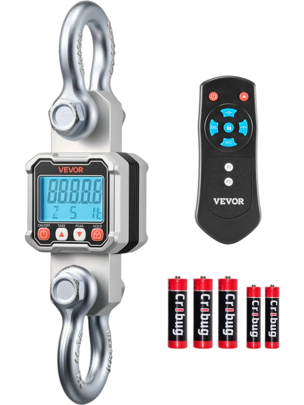 VEVOR Digital Crane Scale, 6600 lbs/3000 kg Max Capacity, Heavy Duty Industrial Hanging Scale with Cast Aluminum Case & LCD Display, 1 lbs Division & 3 Unit Switch, Remote Control for Garage Factory