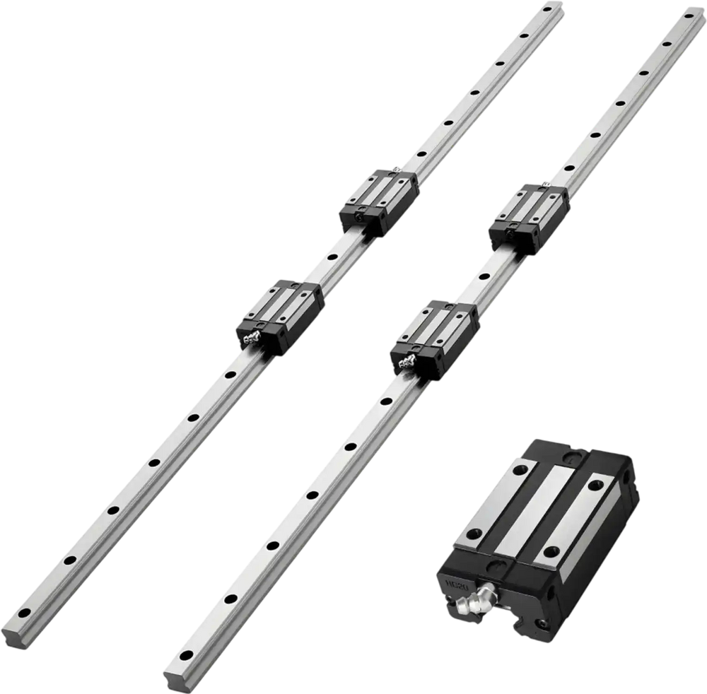 VEVOR Linear Rail Guide Kit, HGR20, 2Pcs 1000 mm (39.4 inch) Linear Motion Rails and 4Pcs Bearing Slide Blocks, Anti Rust and High Precision Kit, for DIY, CNC Routers, Lathes, Mills, 3D Printers