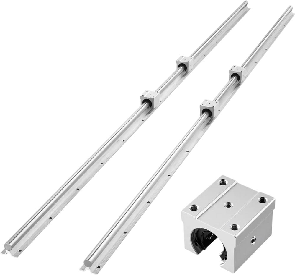 VEVOR Linear Rail Kit, SBR20, 2Pcs 2000 mm (78.74 inch) Linear Motion Guide Rails and 4Pcs Bearing Slide Blocks, Fully Supported Shaft, for Cutting, Grinding, Milling, Drilling Machines, and More