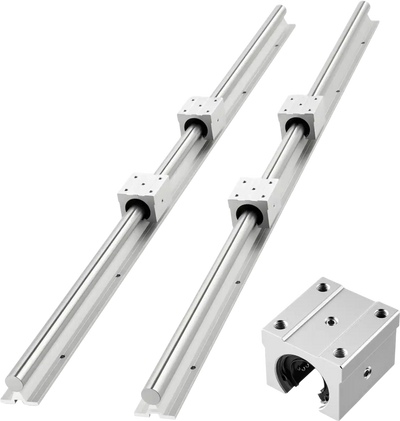 VEVOR Linear Rail Kit, SBR25, 2Pcs 1200 mm (47.24 inch) Linear Motion Guide Rails and 4Pcs Bearing Slide Blocks, Fully Supported Shaft, for Cutting, Grinding, Milling, Drilling Machines, and More